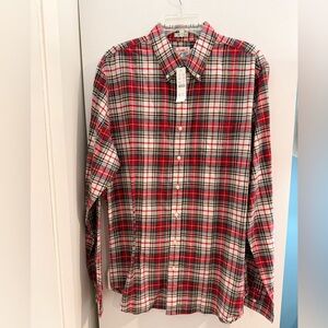 J. Crew NWT Men's Plaid Classic Fit Broken In Oxford Button Down Shirt Size  L-T